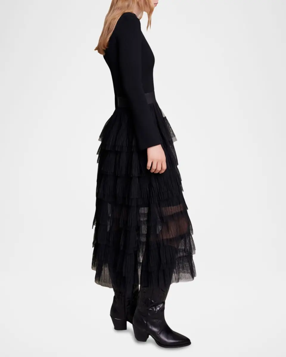 Maje Josepha Layered Tulle Midi Skirt | Thumbnail 6 Maje Josepha Layered Tulle Midi Skirt | Thumbnail 6