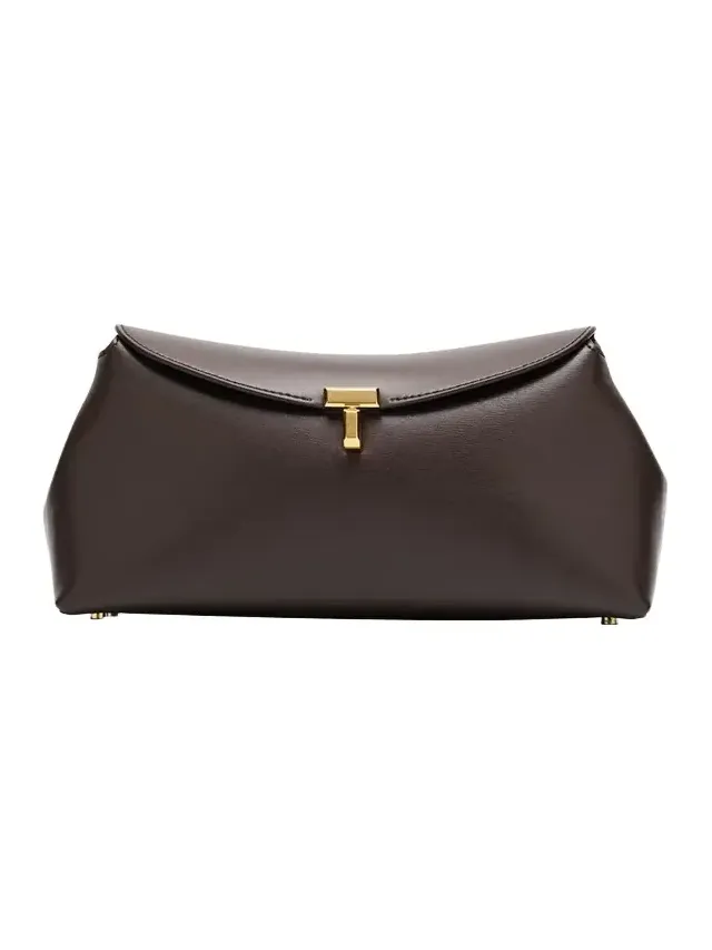 T Lock Flap Leather Clutch Bag T Lock Flap Leather Clutch Bag