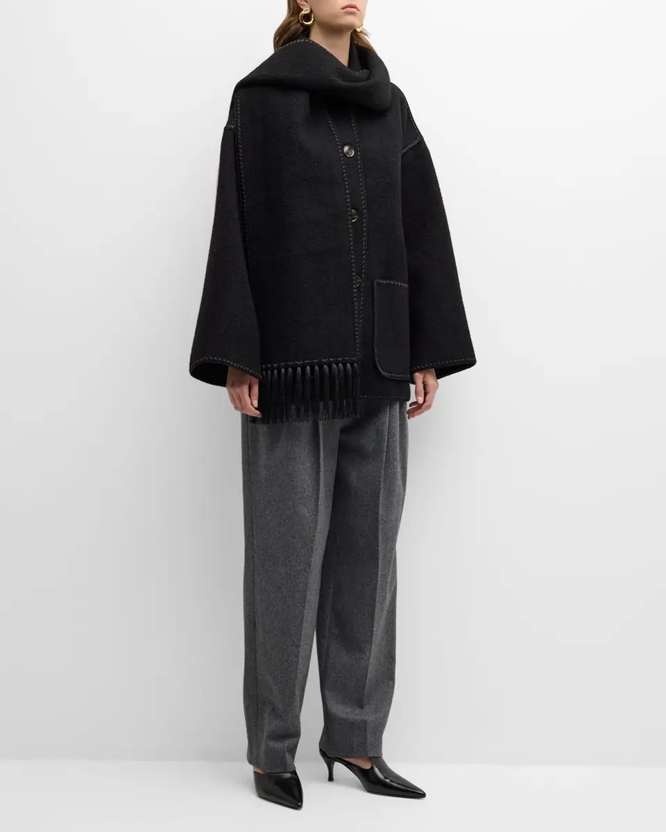 Toteme Fringe Embroidered Scarf Wool Jacket | Thumbnail 2 Toteme Fringe Embroidered Scarf Wool Jacket | Thumbnail 2