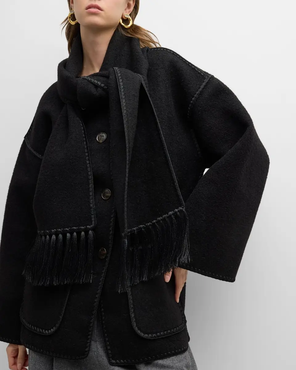Toteme Fringe Embroidered Scarf Wool Jacket | Thumbnail 5 Toteme Fringe Embroidered Scarf Wool Jacket | Thumbnail 5