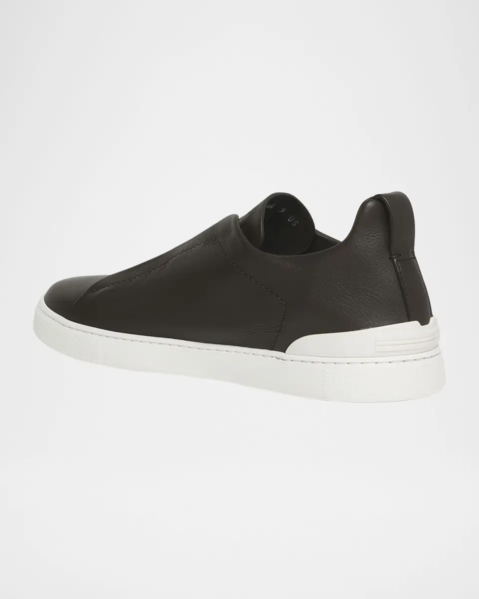 ZEGNA Men's Triple Stitch Deerskin Leather Slip-On Sneakers | Thumbnail 2 ZEGNA Men's Triple Stitch Deerskin Leather Slip-On Sneakers | Thumbnail 2