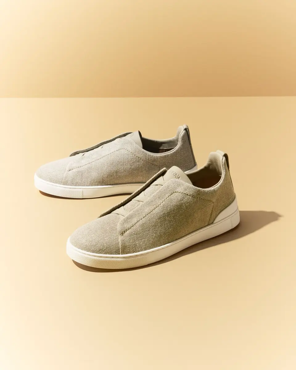 ZEGNA Men's Triple Stitch Linen Slip-On Sneakers | Thumbnail 2 ZEGNA Men's Triple Stitch Linen Slip-On Sneakers | Thumbnail 2