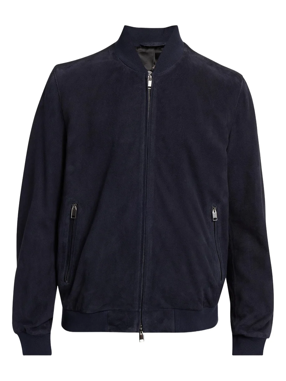 Brioni Men's Perferated Suede Bomber Jacket