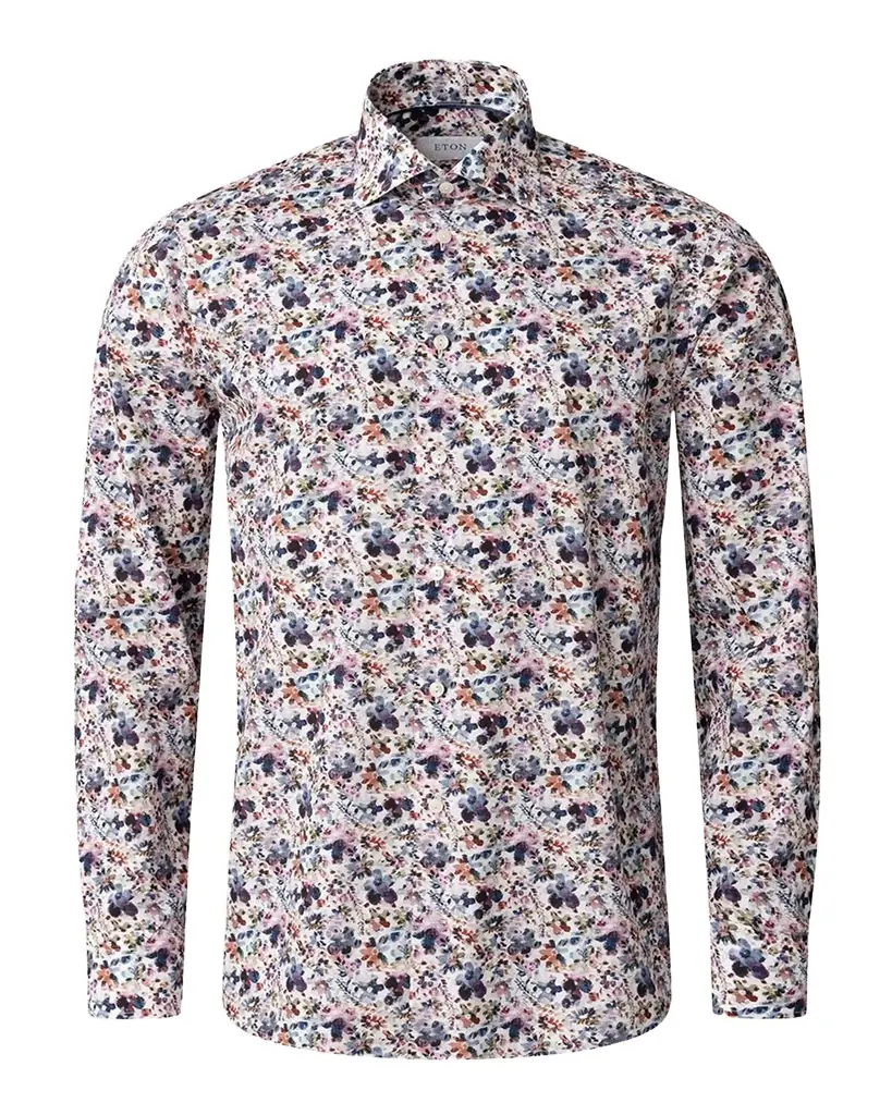 Eton Men's Slim-Fit Cotton Floral Sport Shirt | Image 1 Eton Men's Slim-Fit Cotton Floral Sport Shirt | Image 1