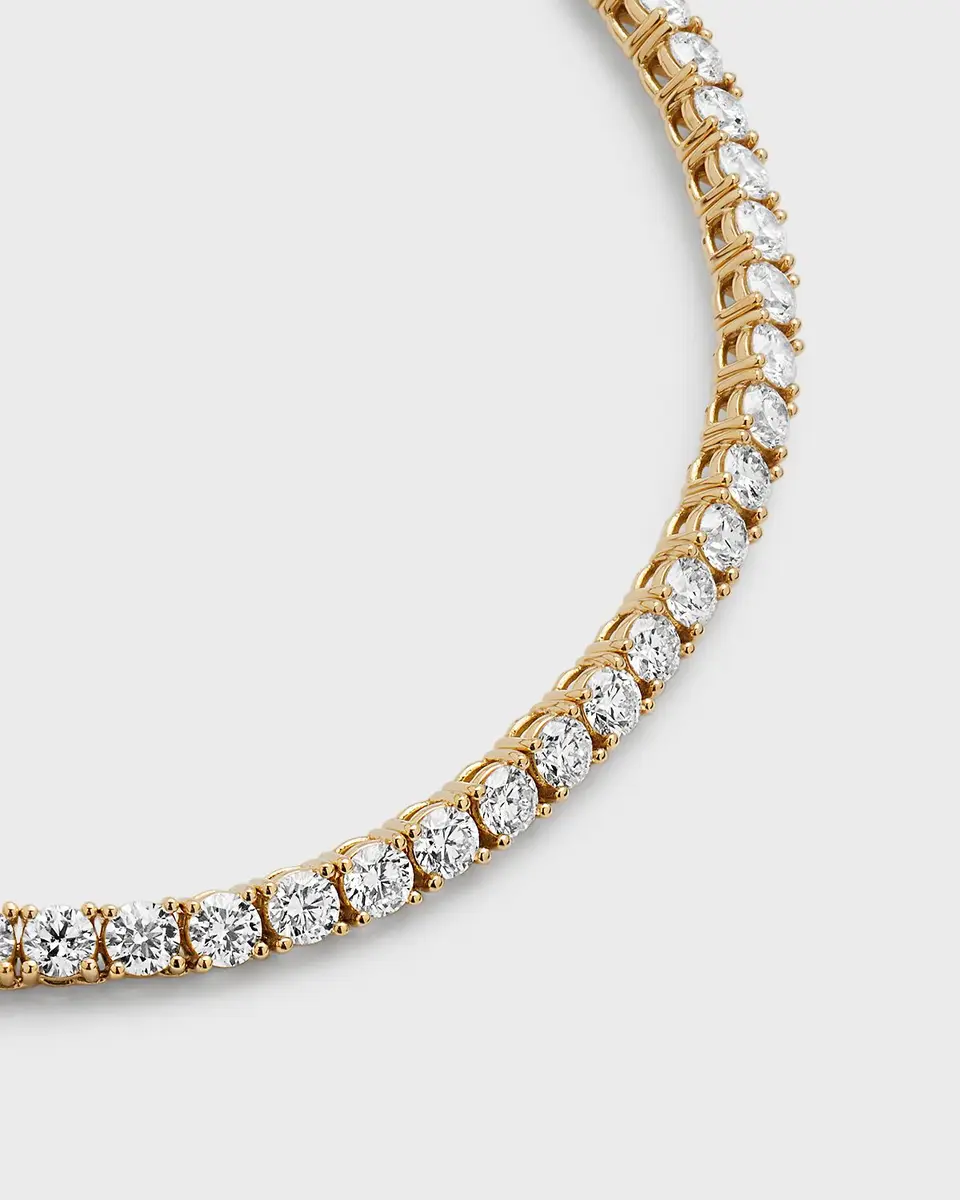 Neiman Marcus Diamonds 18K Yellow Gold Diamond Tennis Necklace, 17"L, 14.18 ct. | Thumbnail 2