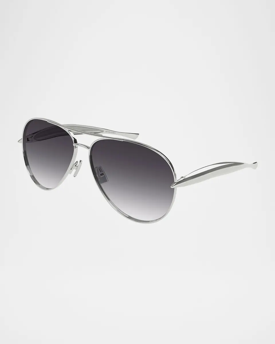 Bottega Veneta Curved Metal Aviator Sunglasses | Thumbnail 2 Bottega Veneta Curved Metal Aviator Sunglasses | Thumbnail 2
