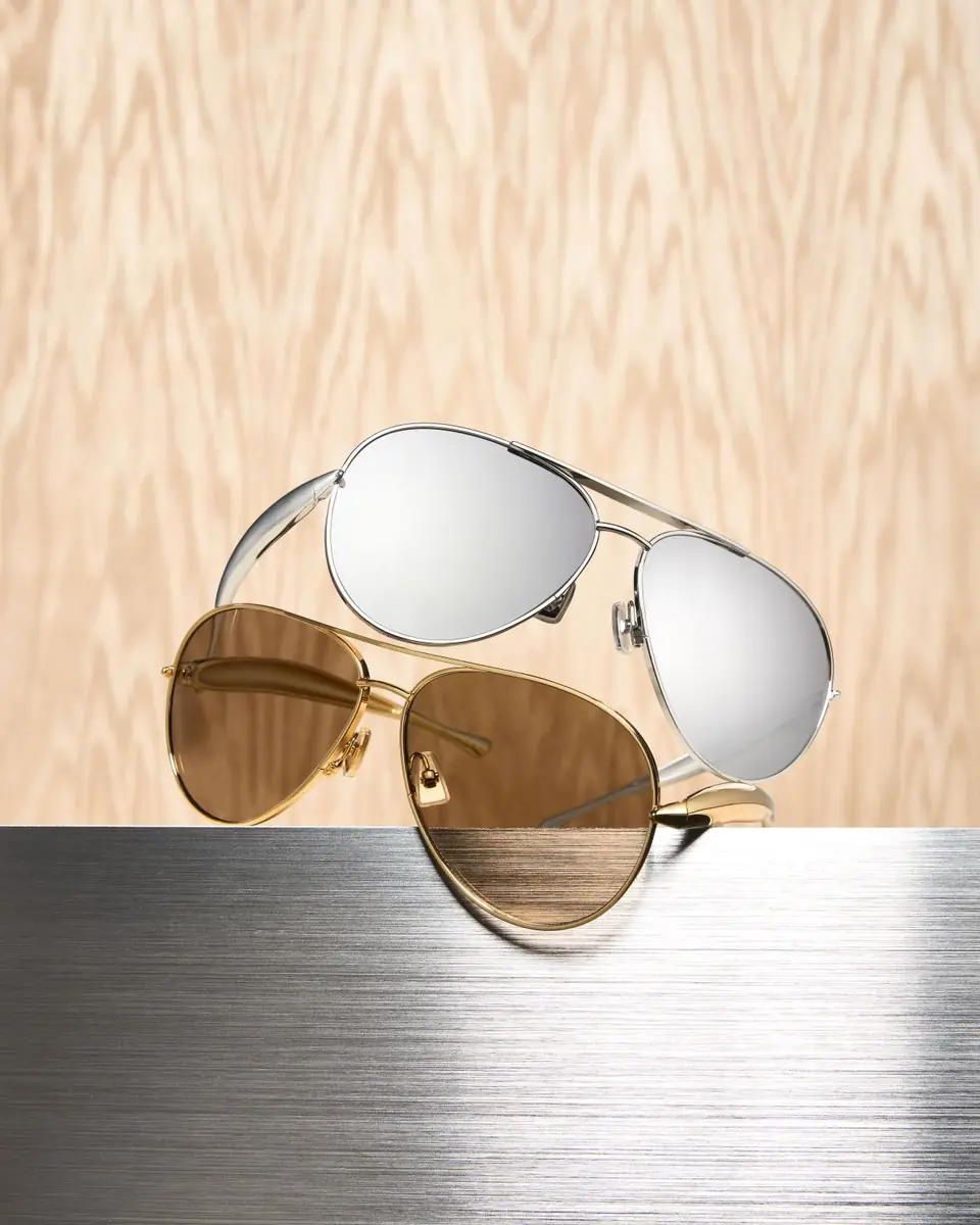 Bottega Veneta Curved Metal Aviator Sunglasses | Thumbnail 3 Bottega Veneta Curved Metal Aviator Sunglasses | Thumbnail 3