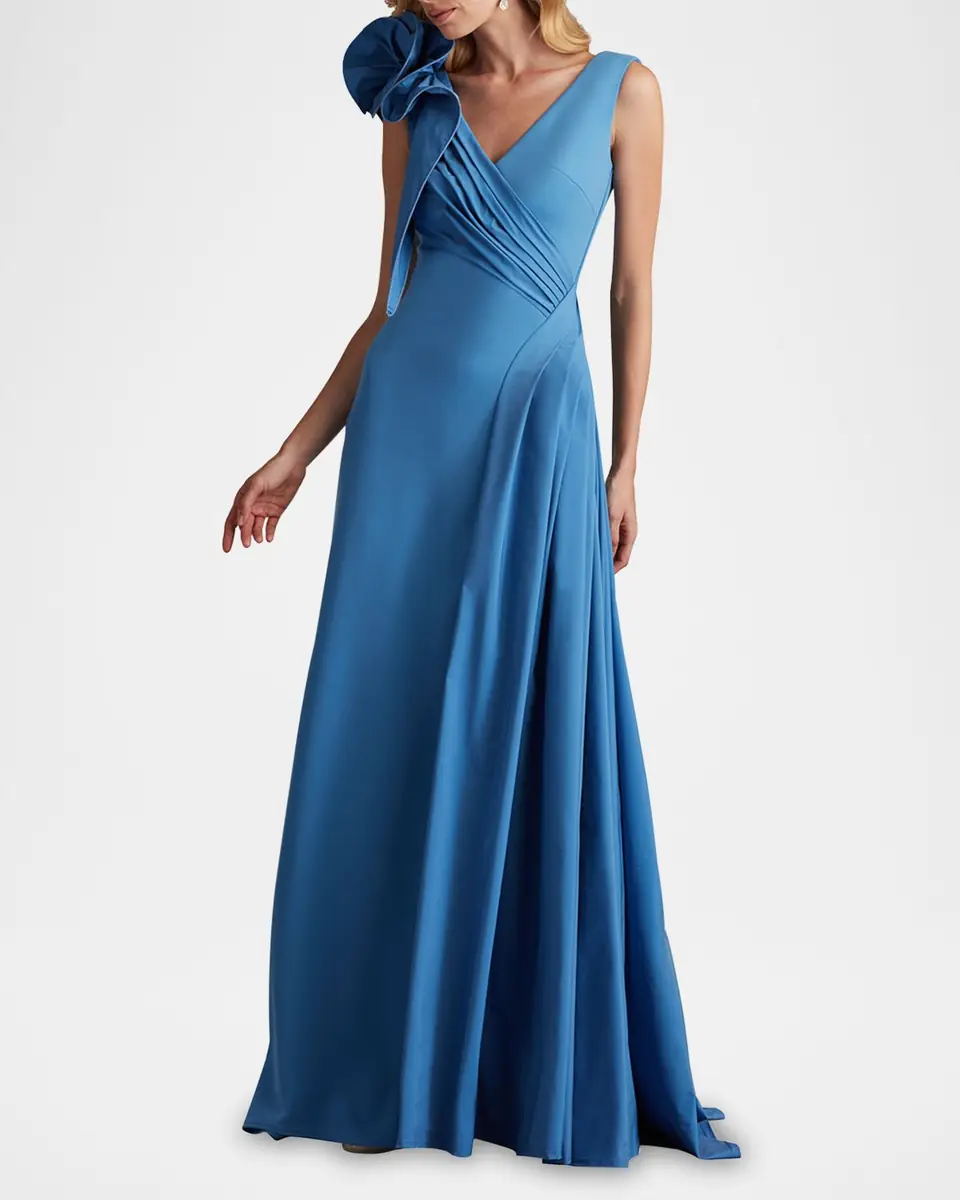 Tadashi Shoji Sleeveless Draped Ruffle Crepe Gown | Thumbnail 5 Tadashi Shoji Sleeveless Draped Ruffle Crepe Gown | Thumbnail 5