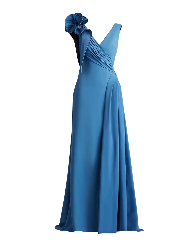 Tadashi Shoji Sleeveless Draped Ruffle Crepe Gown | Image 1 Tadashi Shoji Sleeveless Draped Ruffle Crepe Gown | Image 1