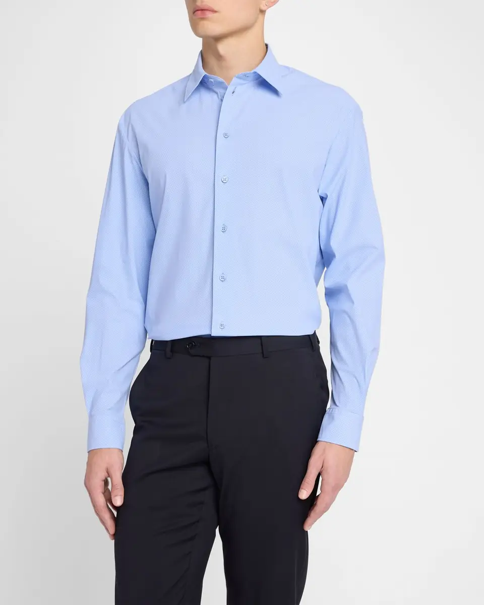 Emporio Armani Men's Interlock Jersey Micro-Dot Sport Shirt | Thumbnail 4 Emporio Armani Men's Interlock Jersey Micro-Dot Sport Shirt | Thumbnail 4