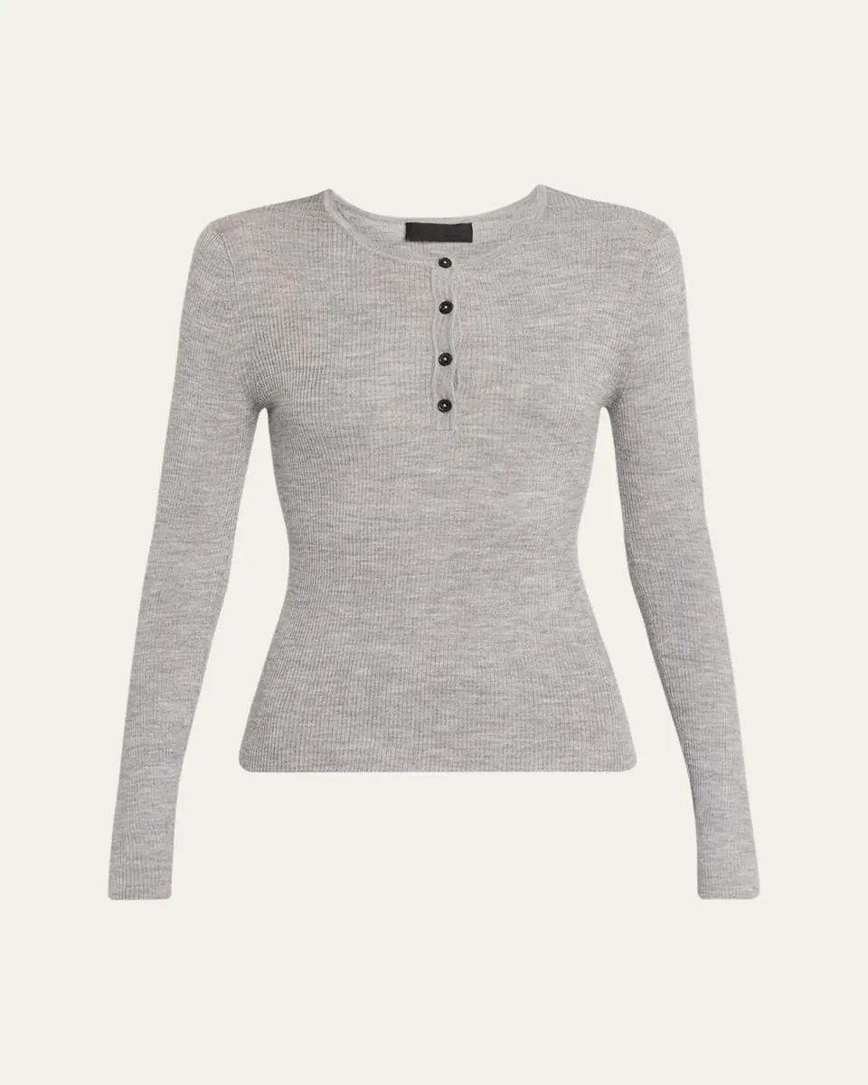 Nili Lotan Klarise Henley Wool Sweater | Thumbnail 2 Nili Lotan Klarise Henley Wool Sweater | Thumbnail 2
