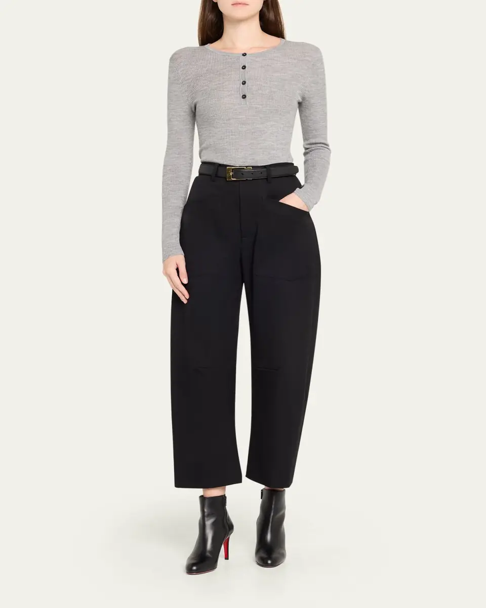 Nili Lotan Klarise Henley Wool Sweater | Thumbnail 3 Nili Lotan Klarise Henley Wool Sweater | Thumbnail 3