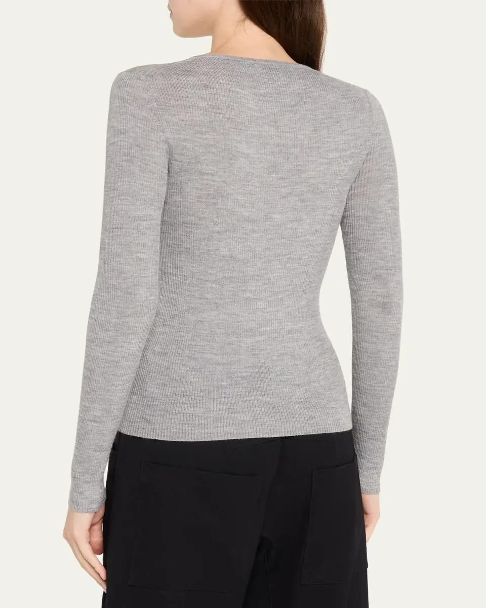 Nili Lotan Klarise Henley Wool Sweater | Thumbnail 4 Nili Lotan Klarise Henley Wool Sweater | Thumbnail 4