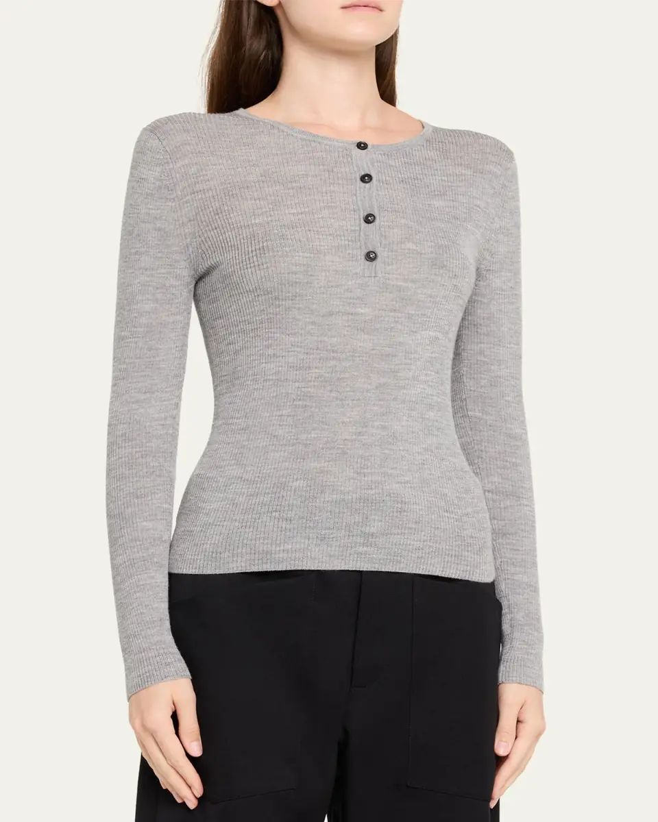 Nili Lotan Klarise Henley Wool Sweater | Thumbnail 5 Nili Lotan Klarise Henley Wool Sweater | Thumbnail 5