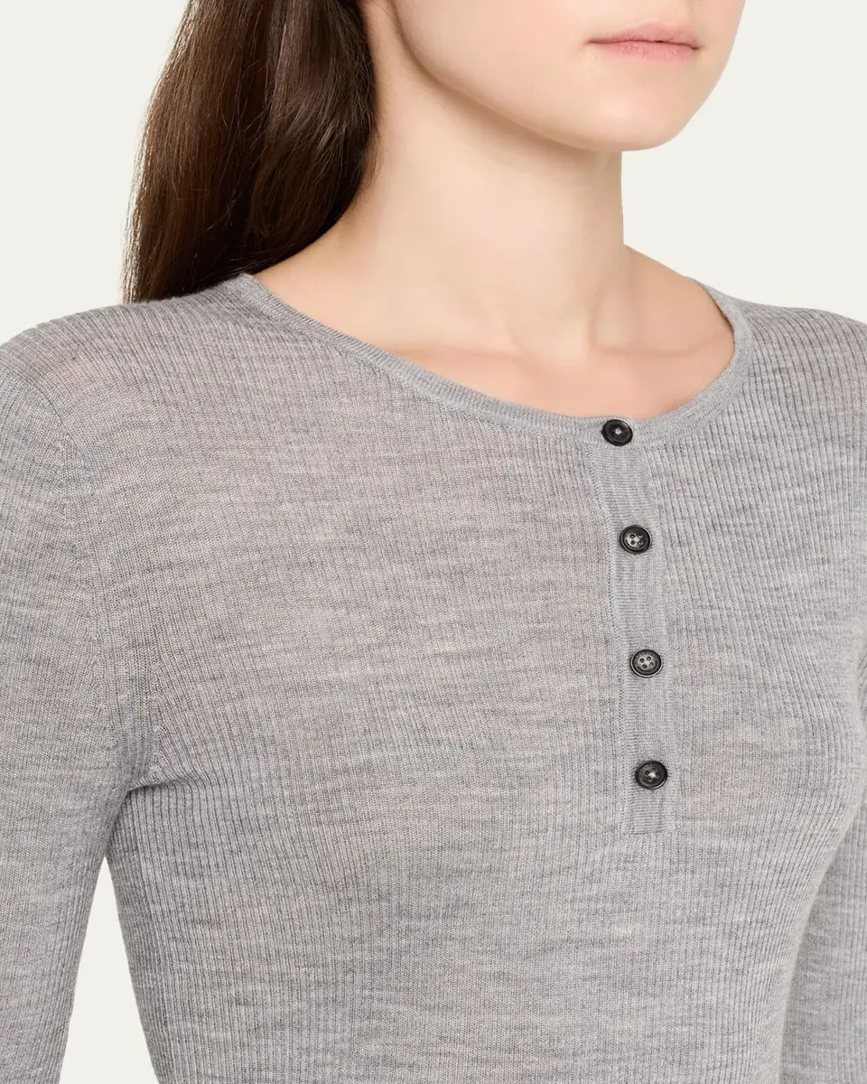 Nili Lotan Klarise Henley Wool Sweater | Thumbnail 6 Nili Lotan Klarise Henley Wool Sweater | Thumbnail 6