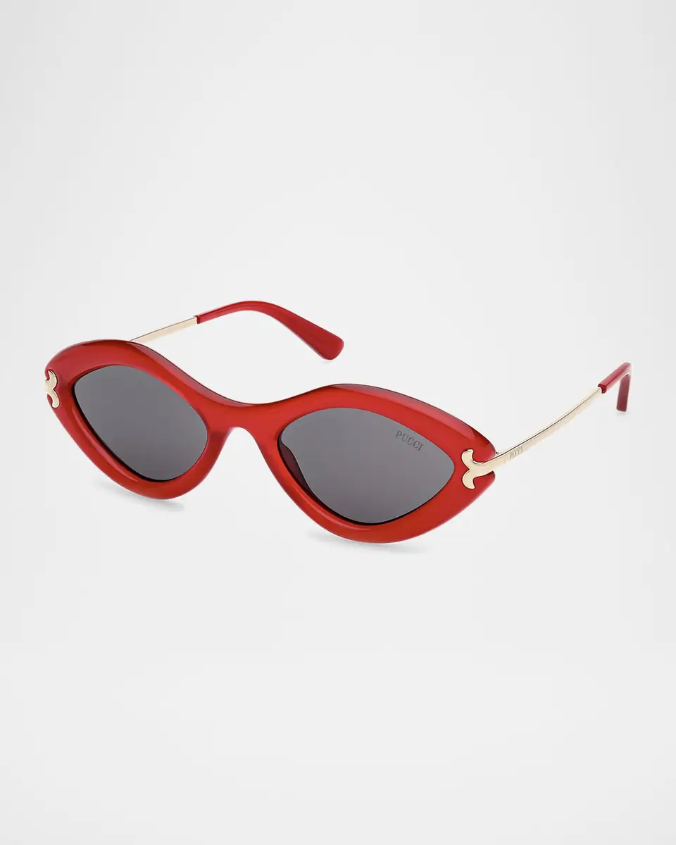 Pucci Logo Acetate & Metal Oval Sunglasses | Thumbnail 2 Pucci Logo Acetate & Metal Oval Sunglasses | Thumbnail 2