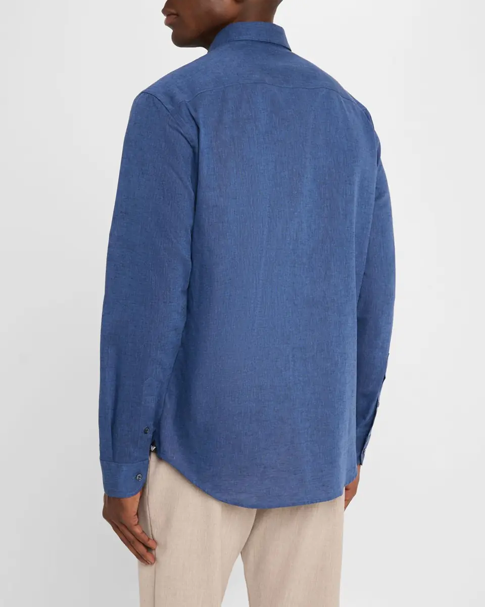 Emporio Armani Men's Linen and Cotton Sport Shirt | Thumbnail 3 Emporio Armani Men's Linen and Cotton Sport Shirt | Thumbnail 3