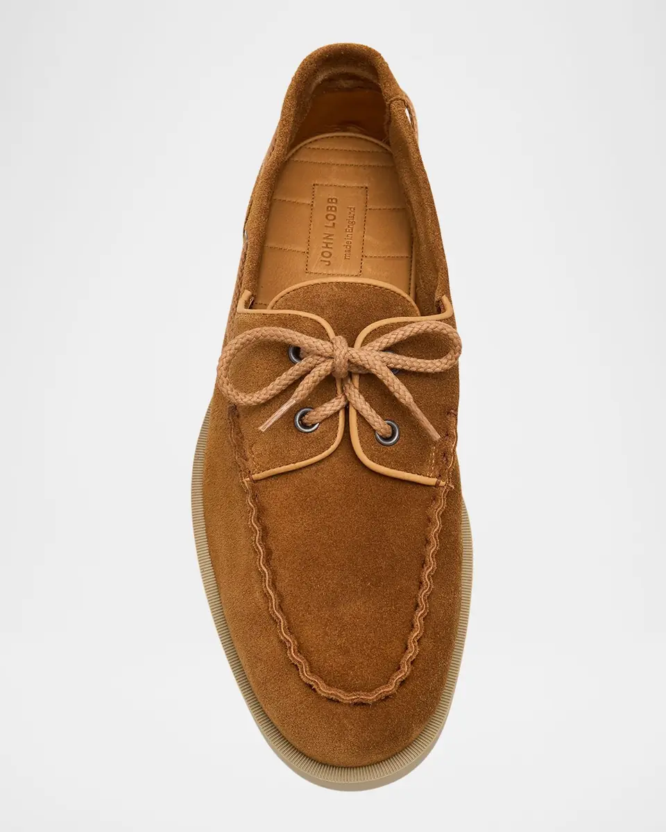 John Lobb Men's Foil Suede Boat Shoes | Thumbnail 3