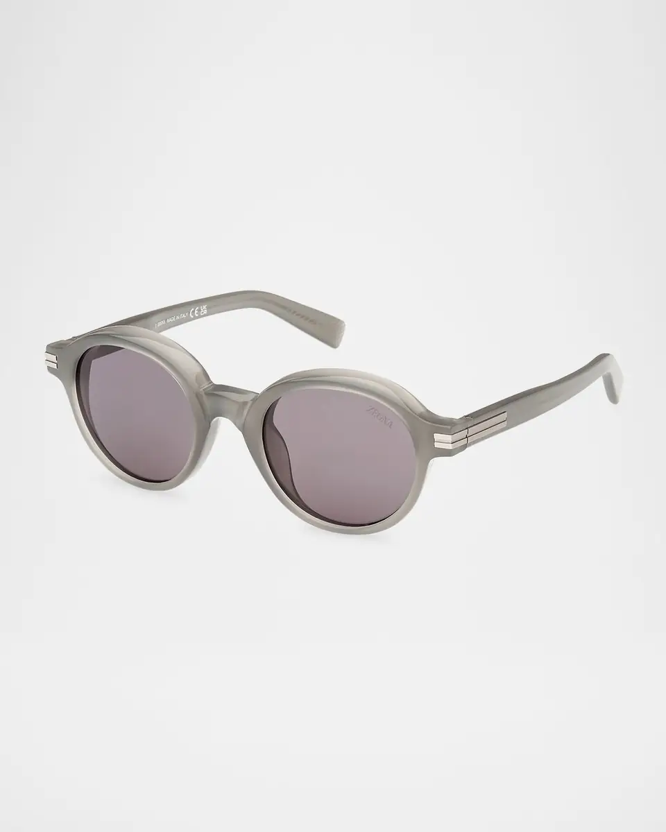 ZEGNA Men's Round Acetate Sunglasses | Thumbnail 2 ZEGNA Men's Round Acetate Sunglasses | Thumbnail 2