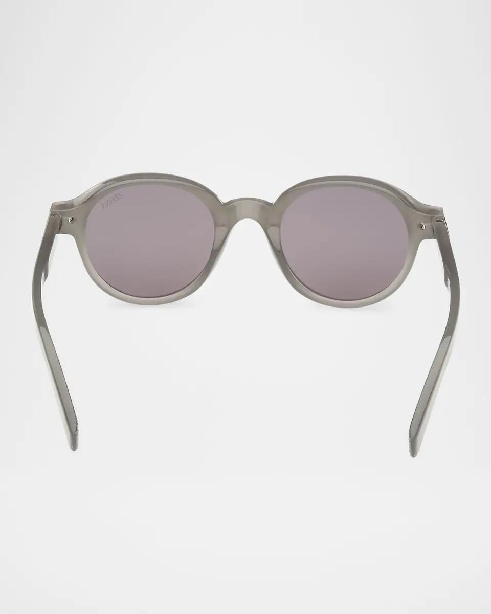 ZEGNA Men's Round Acetate Sunglasses | Thumbnail 4 ZEGNA Men's Round Acetate Sunglasses | Thumbnail 4