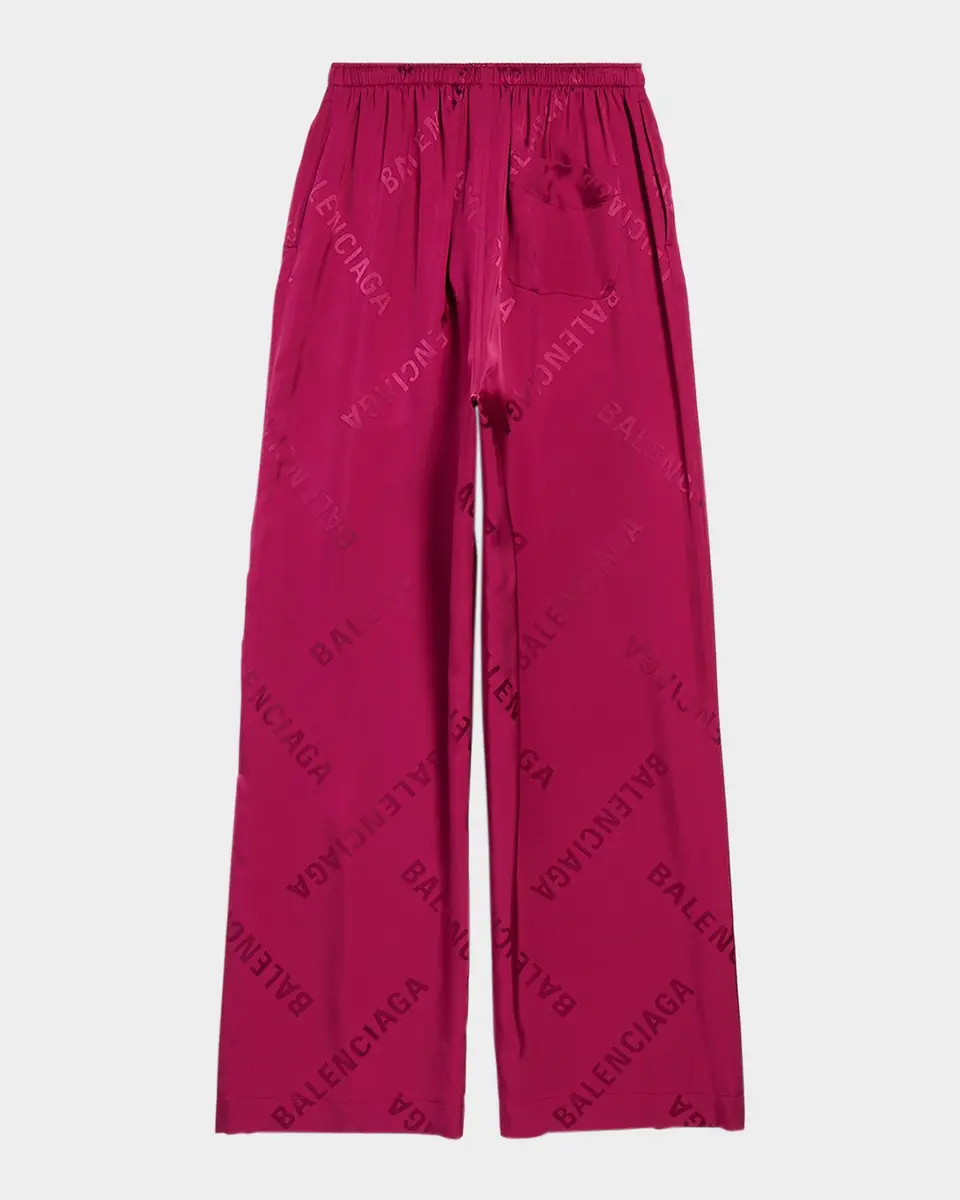 Balenciaga Logo Jacquard Wide-Leg Pajama Pants | Thumbnail 3 Balenciaga Logo Jacquard Wide-Leg Pajama Pants | Thumbnail 3