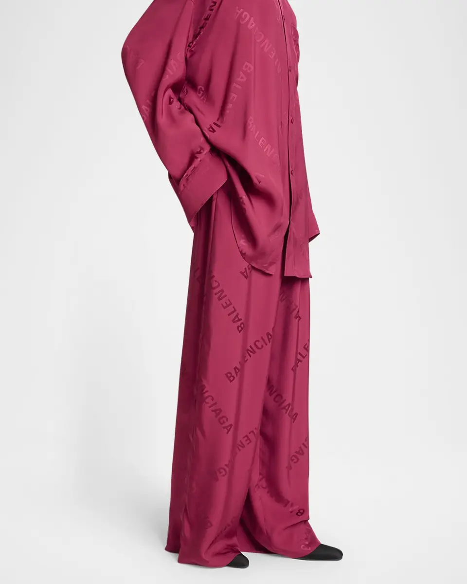 Balenciaga Logo Jacquard Wide-Leg Pajama Pants | Thumbnail 4 Balenciaga Logo Jacquard Wide-Leg Pajama Pants | Thumbnail 4
