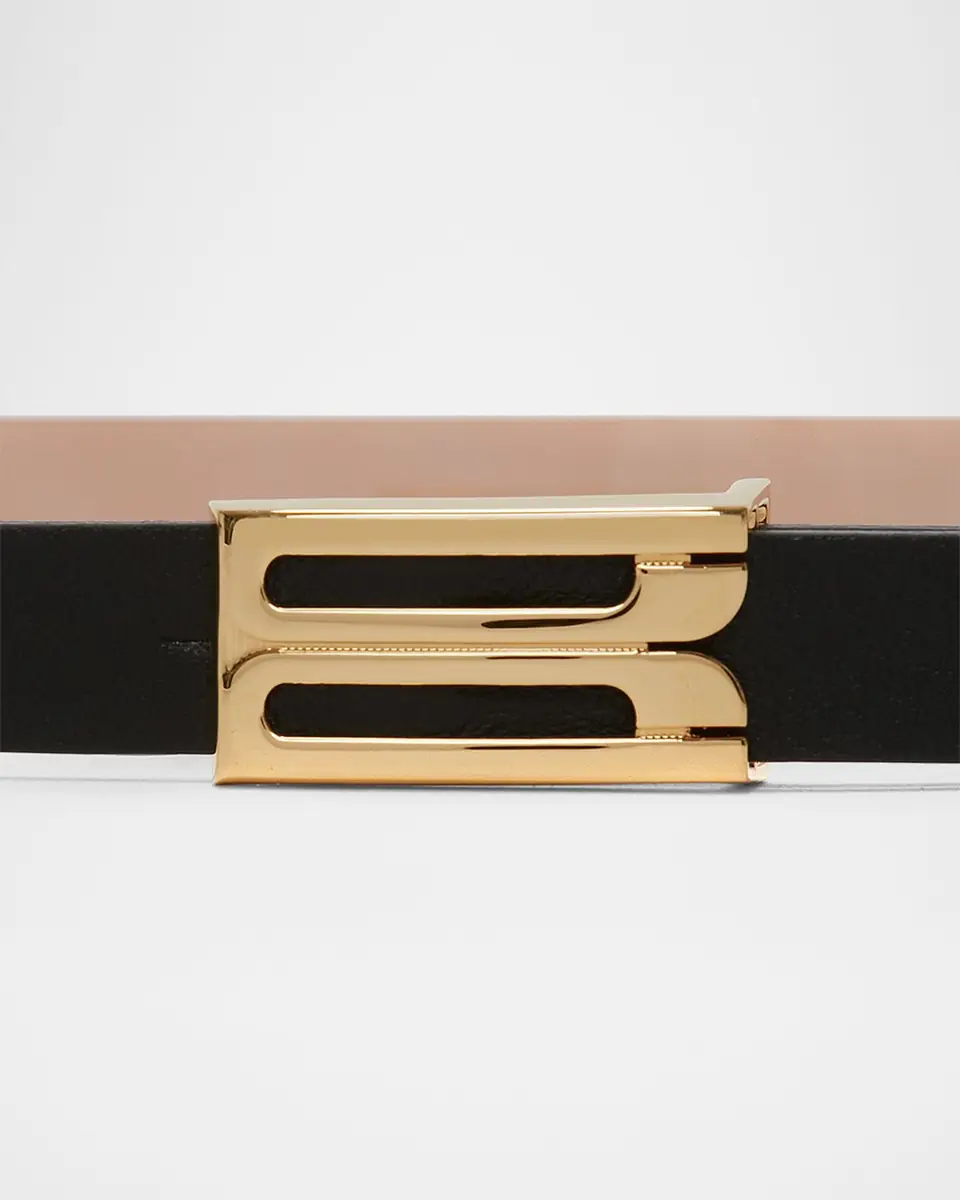 Victoria Beckham Frame B-Logo Micro Leather Belt | Thumbnail 3