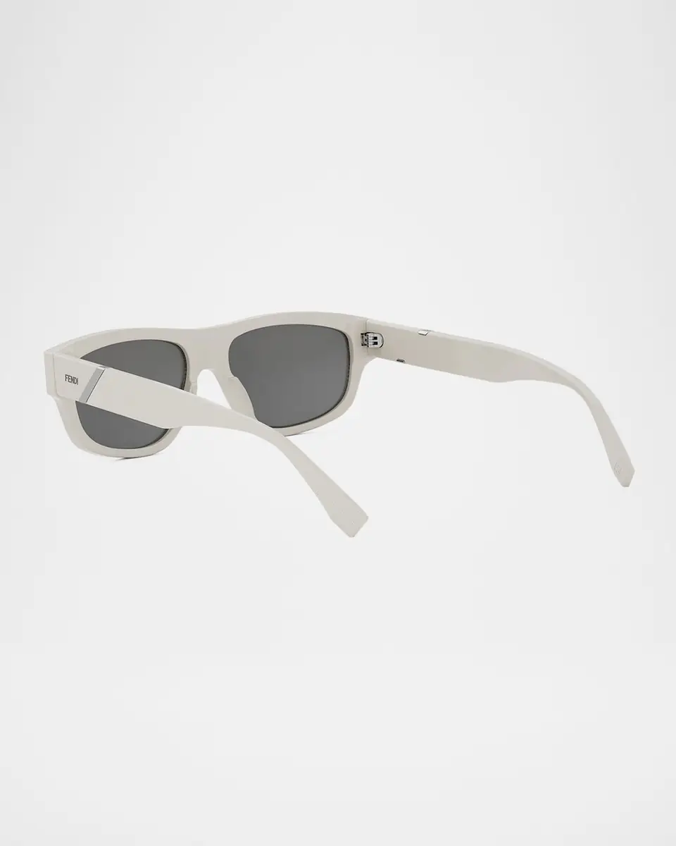 Fendi Men's Diagonal Acetate Rectangle Sunglasses | Thumbnail 2