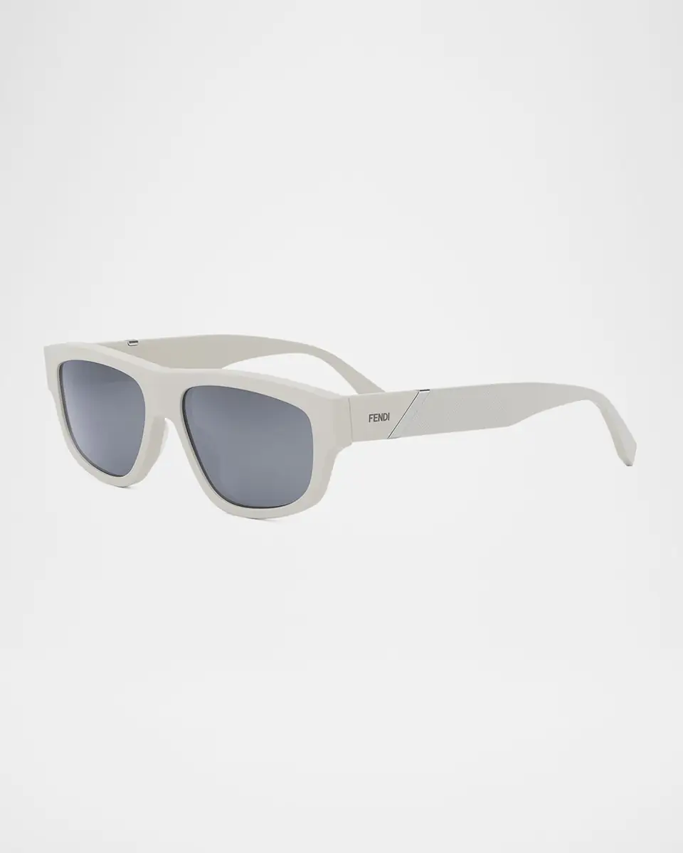 Fendi Men's Diagonal Acetate Rectangle Sunglasses | Thumbnail 3