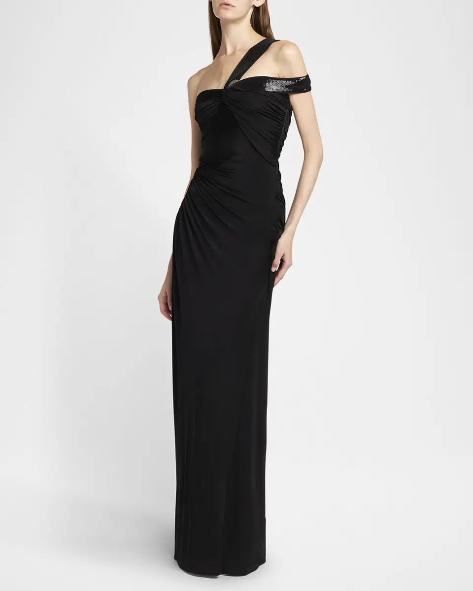 TOM FORD Sequin Twisted One-Shoulder Jersey Slit Gown | Thumbnail 2