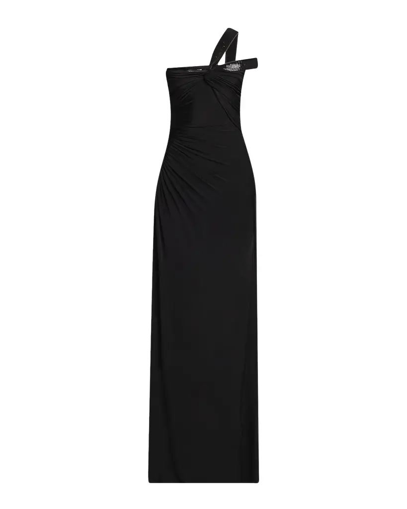 Sequin Twisted One-Shoulder Jersey Slit Gown