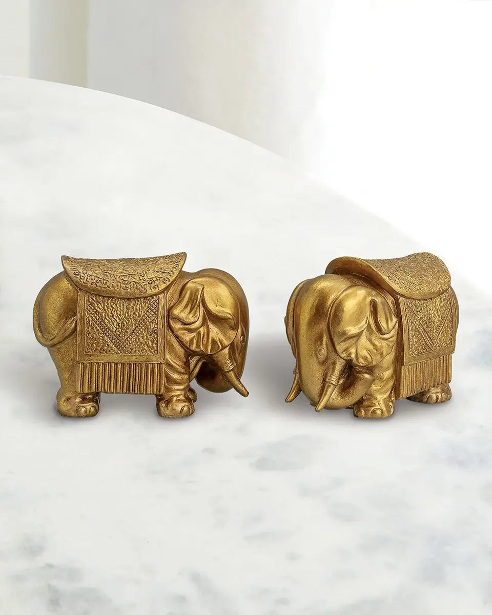 Port 68 Royal Gold Elephant Bookends, Set of 2 | Thumbnail 2 Port 68 Royal Gold Elephant Bookends, Set of 2 | Thumbnail 2
