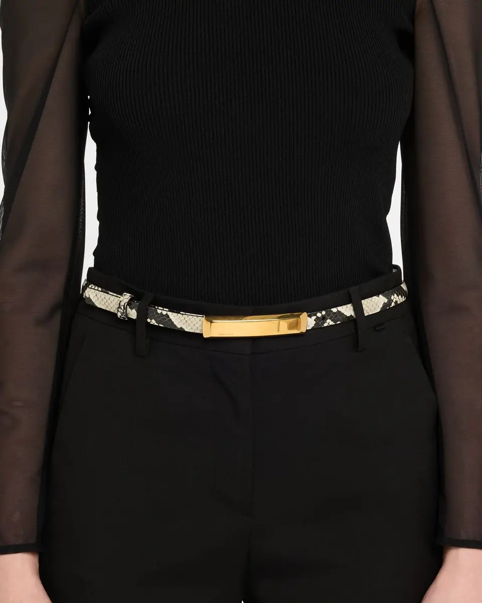 TOM FORD Croc-Embossed Leather Skinny Belt | Thumbnail 2
