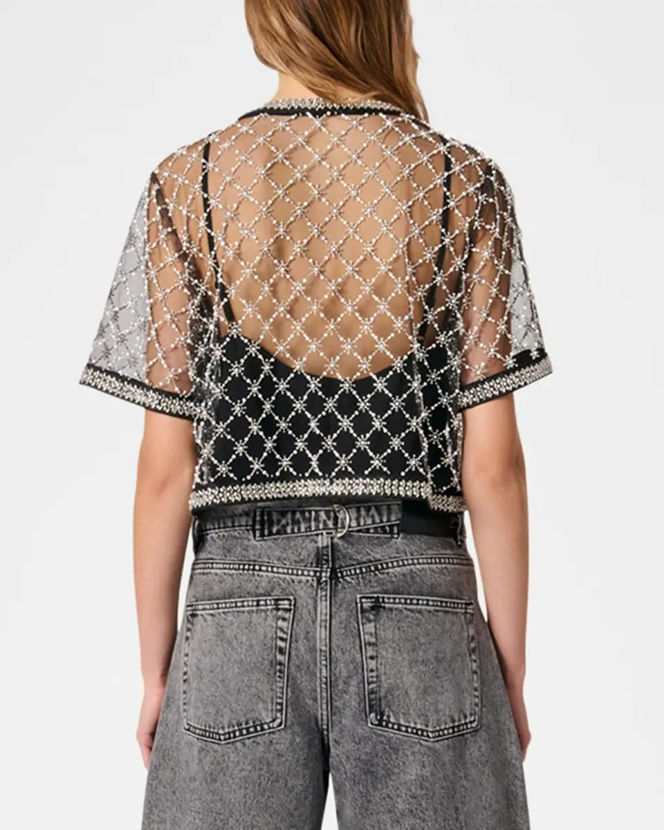 Maje Lione Sizelle Embroidered Tulle Top | Thumbnail 2 Maje Lione Sizelle Embroidered Tulle Top | Thumbnail 2