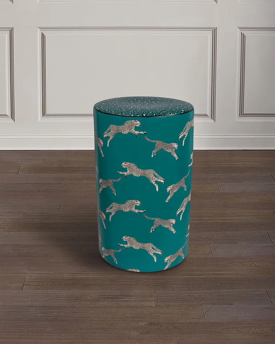 Port 68 Leaping Cheetah 20" Garden Stool | Image 1 Port 68 Leaping Cheetah 20" Garden Stool | Image 1