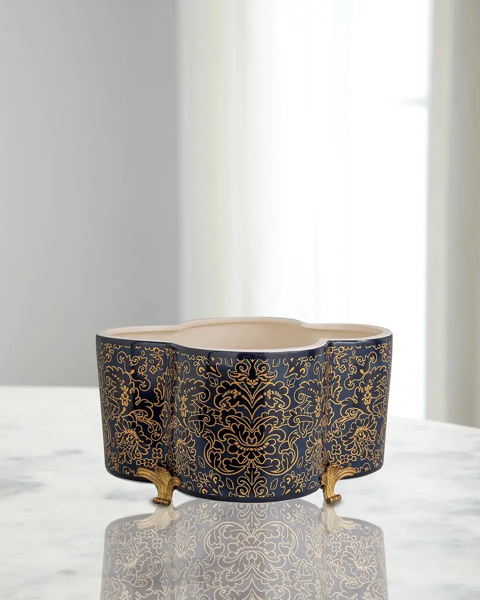 Port 68 Richmond Damask Quatrefoil Planter | Image 1 Port 68 Richmond Damask Quatrefoil Planter | Image 1
