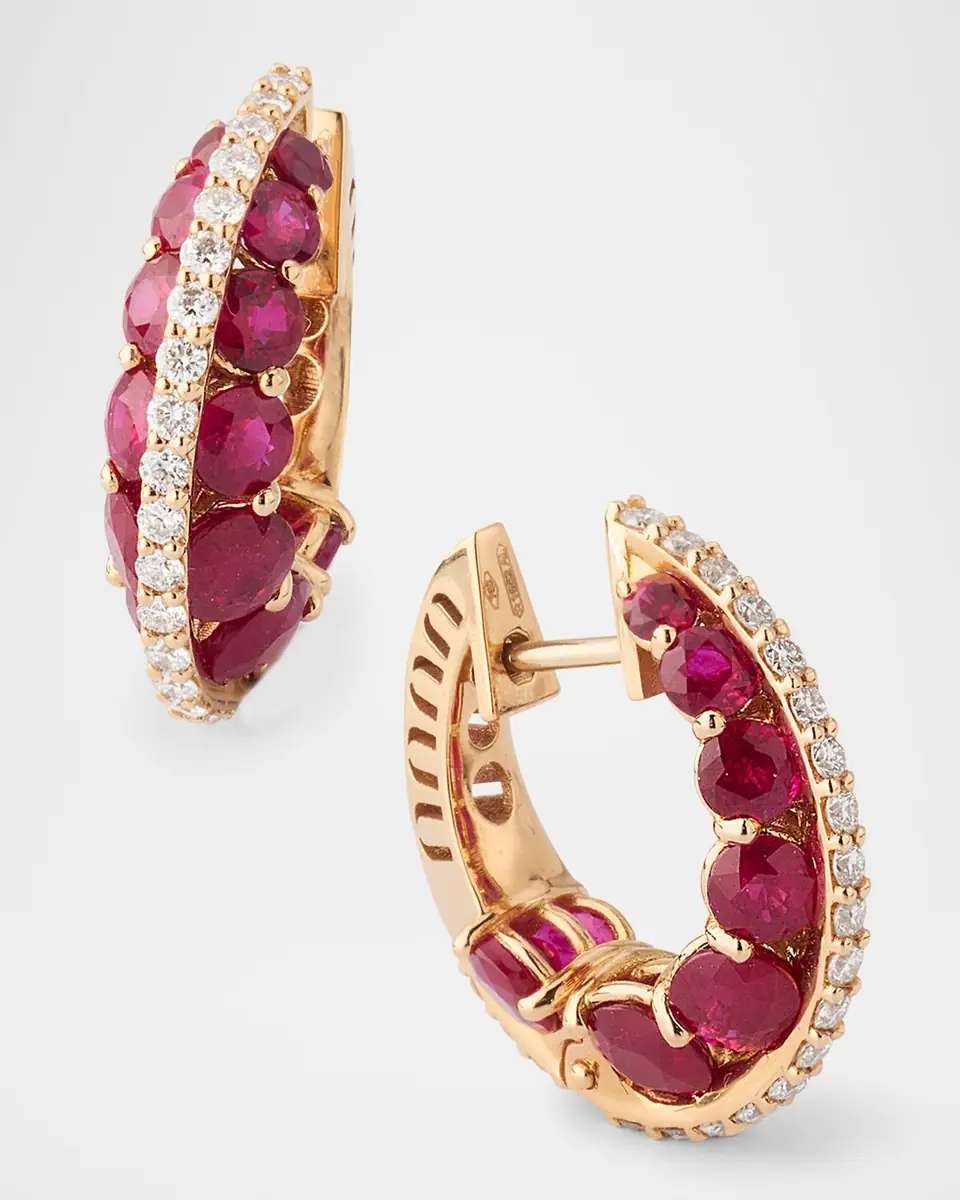Miseno Procida Earrings in 18K Pink Gold with White Diamonds and Rubies | Thumbnail 2 Miseno Procida Earrings in 18K Pink Gold with White Diamonds and Rubies | Thumbnail 2