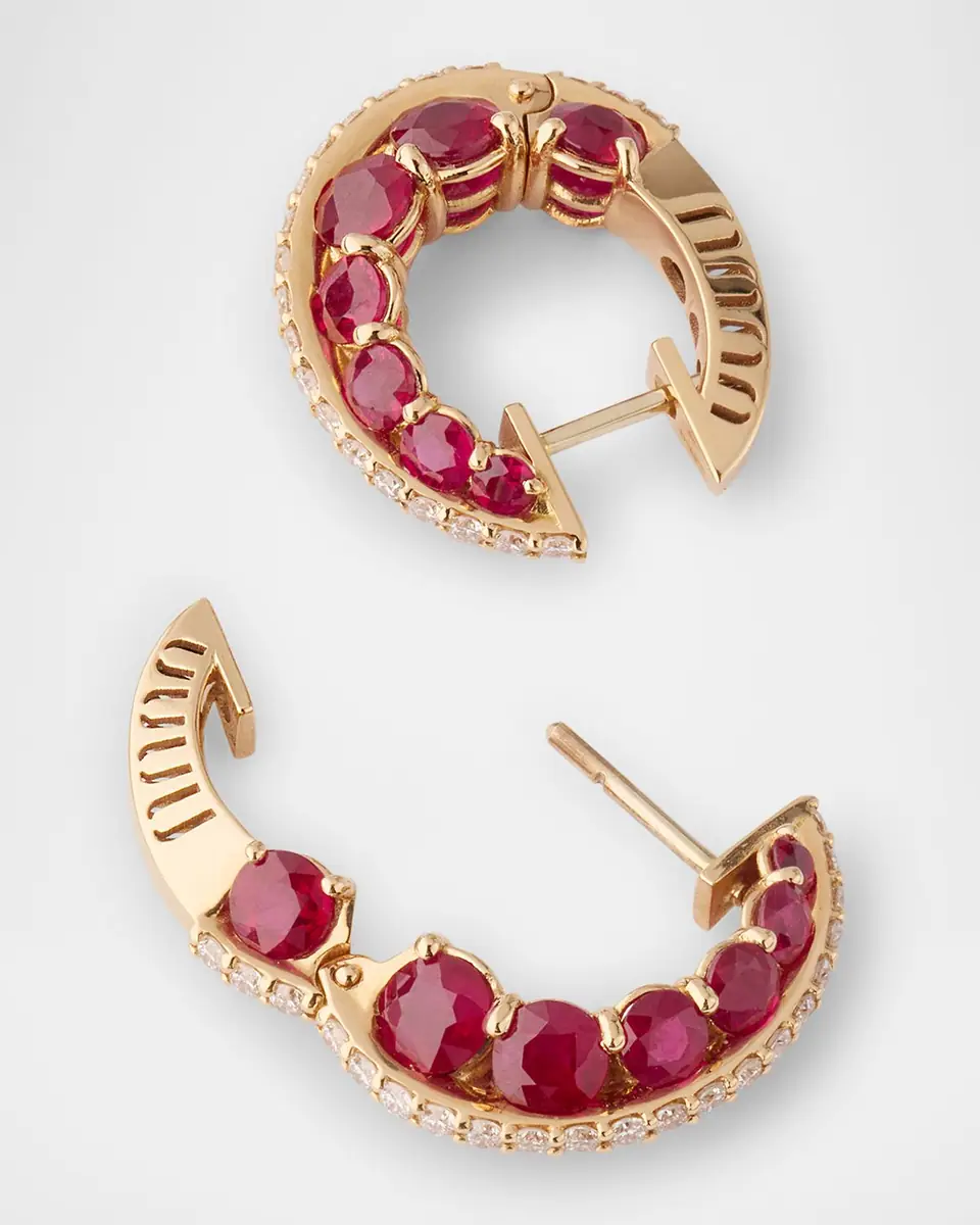 Miseno Procida Earrings in 18K Pink Gold with White Diamonds and Rubies | Thumbnail 3 Miseno Procida Earrings in 18K Pink Gold with White Diamonds and Rubies | Thumbnail 3