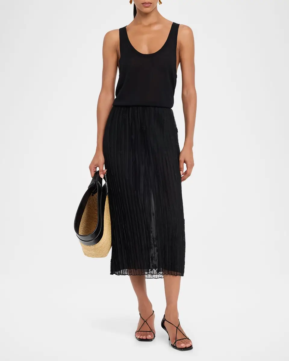TOTEME Floral Pleated Tulle Midi Skirt | Thumbnail 2 TOTEME Floral Pleated Tulle Midi Skirt | Thumbnail 2