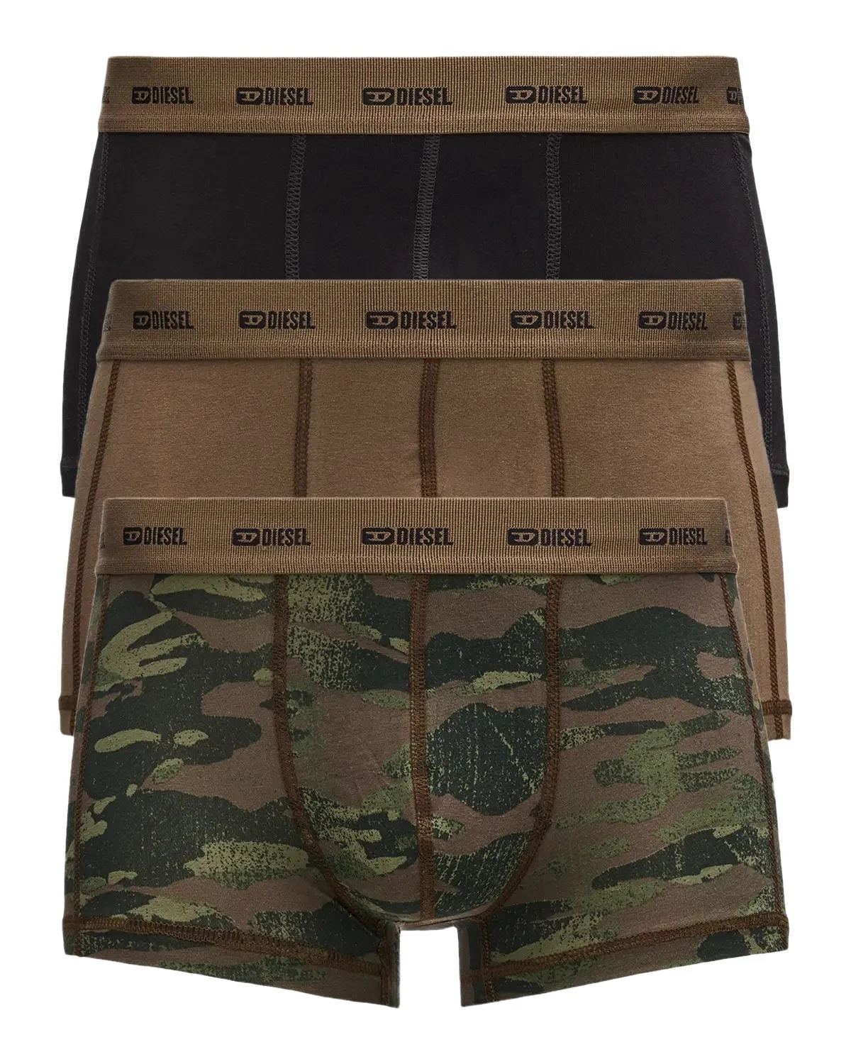 Diesel Men's Damien Logo Waistband 3-Pack Boxer Briefs