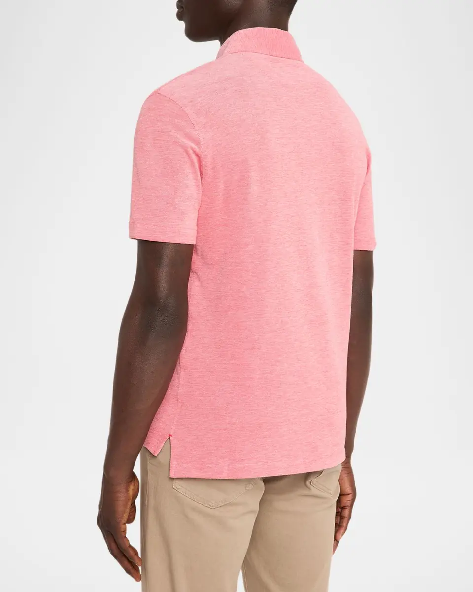 Isaia Men's Washed Cotton Piquet Polo Shirt | Thumbnail 2