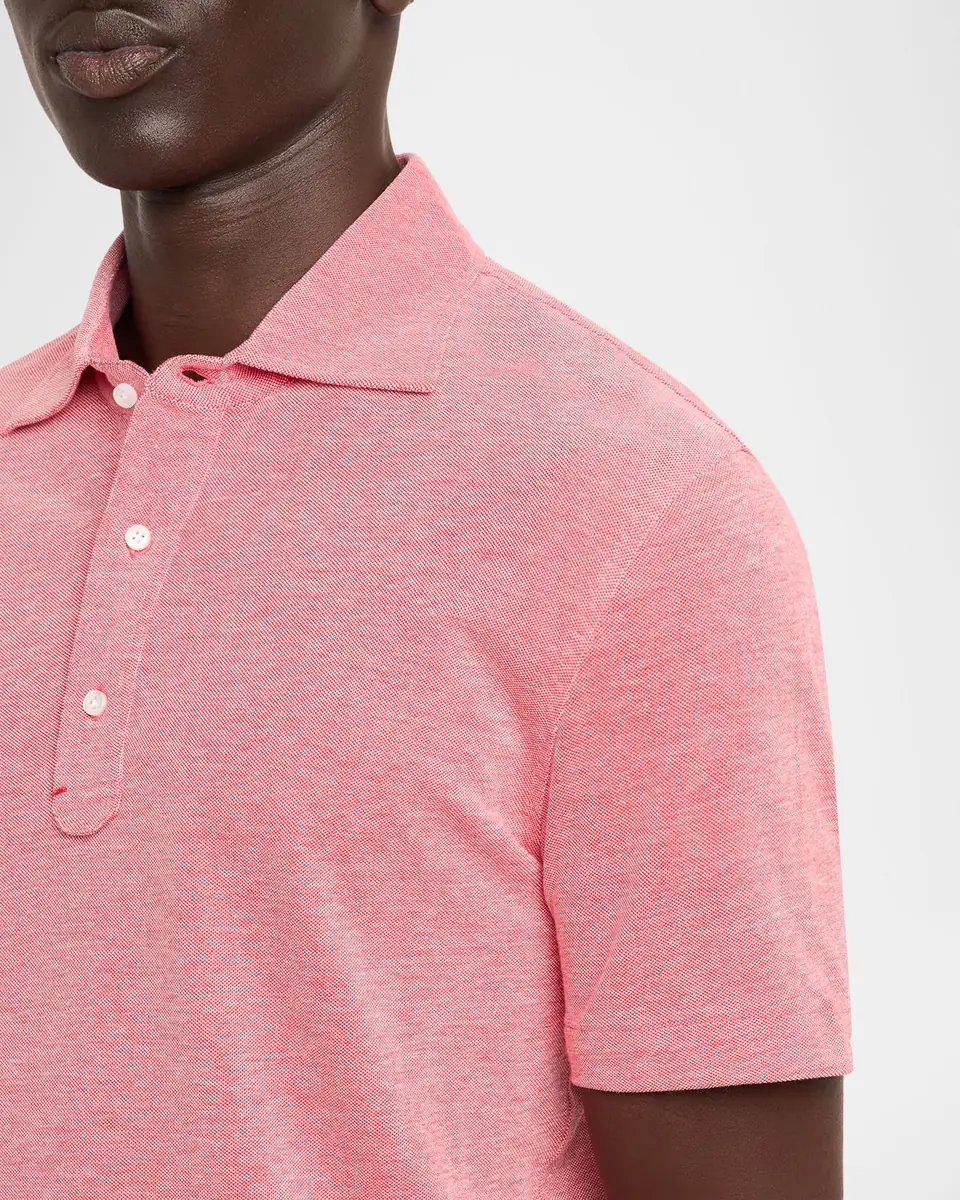 Isaia Men's Washed Cotton Piquet Polo Shirt | Thumbnail 4
