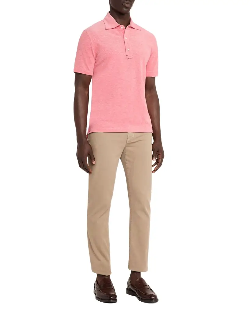 Isaia Men's Washed Cotton Piquet Polo Shirt | Image 1 Isaia Men's Washed Cotton Piquet Polo Shirt | Image 1