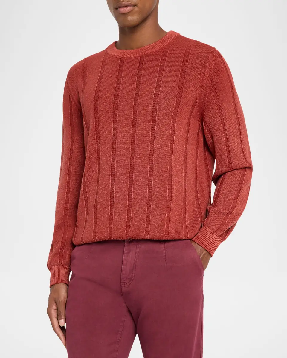 Kiton Men's Ribbed Cashmere Crewneck Sweater | Thumbnail 4 Kiton Men's Ribbed Cashmere Crewneck Sweater | Thumbnail 4