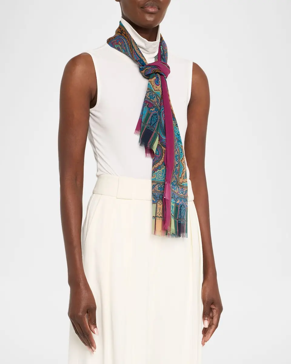 Etro Paisley Sheer Silk Scarf | Thumbnail 3 Etro Paisley Sheer Silk Scarf | Thumbnail 3