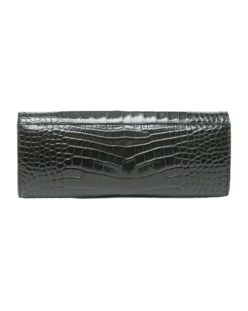 MICHELLE WILHITE Mini Robbie Alligator Leather Flap Clutch Bag