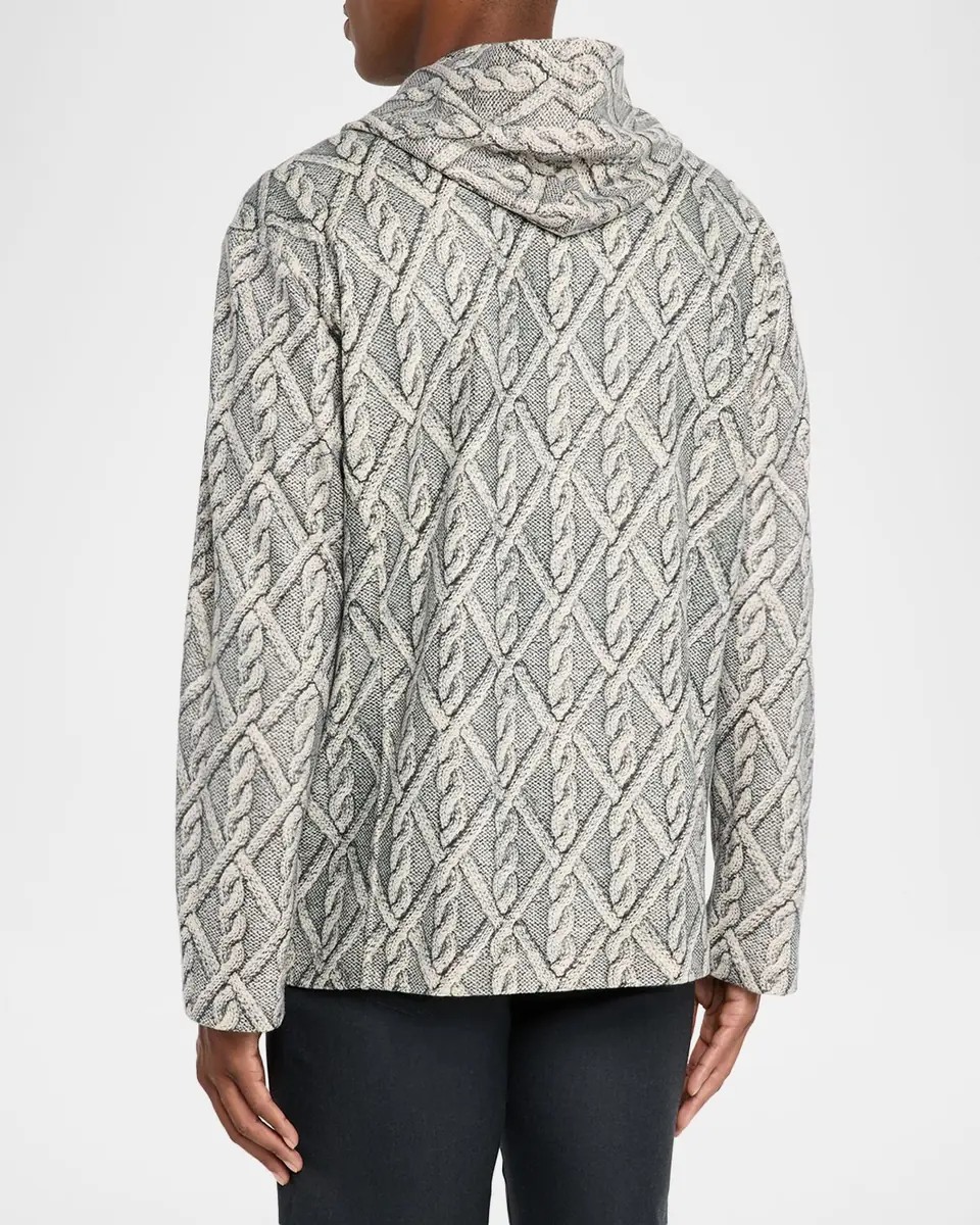 Kiton Men's Cable Knit-Print Hooded Sweater | Thumbnail 3 Kiton Men's Cable Knit-Print Hooded Sweater | Thumbnail 3
