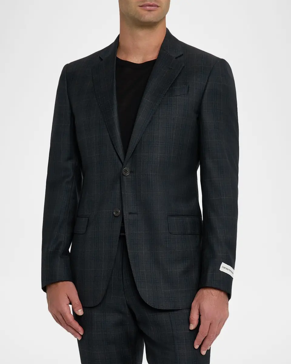 Emporio Armani Men's Wool Super 130s Plaid G Line Suit | Thumbnail 4 Emporio Armani Men's Wool Super 130s Plaid G Line Suit | Thumbnail 4