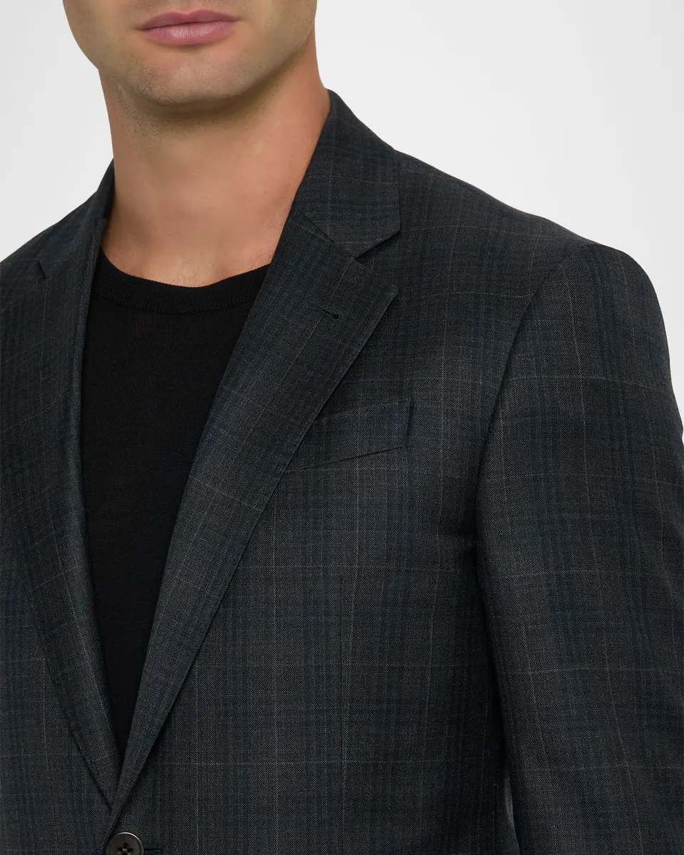 Emporio Armani Men's Wool Super 130s Plaid G Line Suit | Thumbnail 6 Emporio Armani Men's Wool Super 130s Plaid G Line Suit | Thumbnail 6