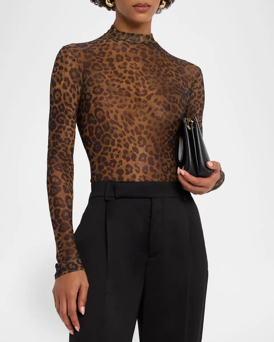 LAPOINTE Leopard-Print Mesh Bodysuit | Thumbnail 4 LAPOINTE Leopard-Print Mesh Bodysuit | Thumbnail 4